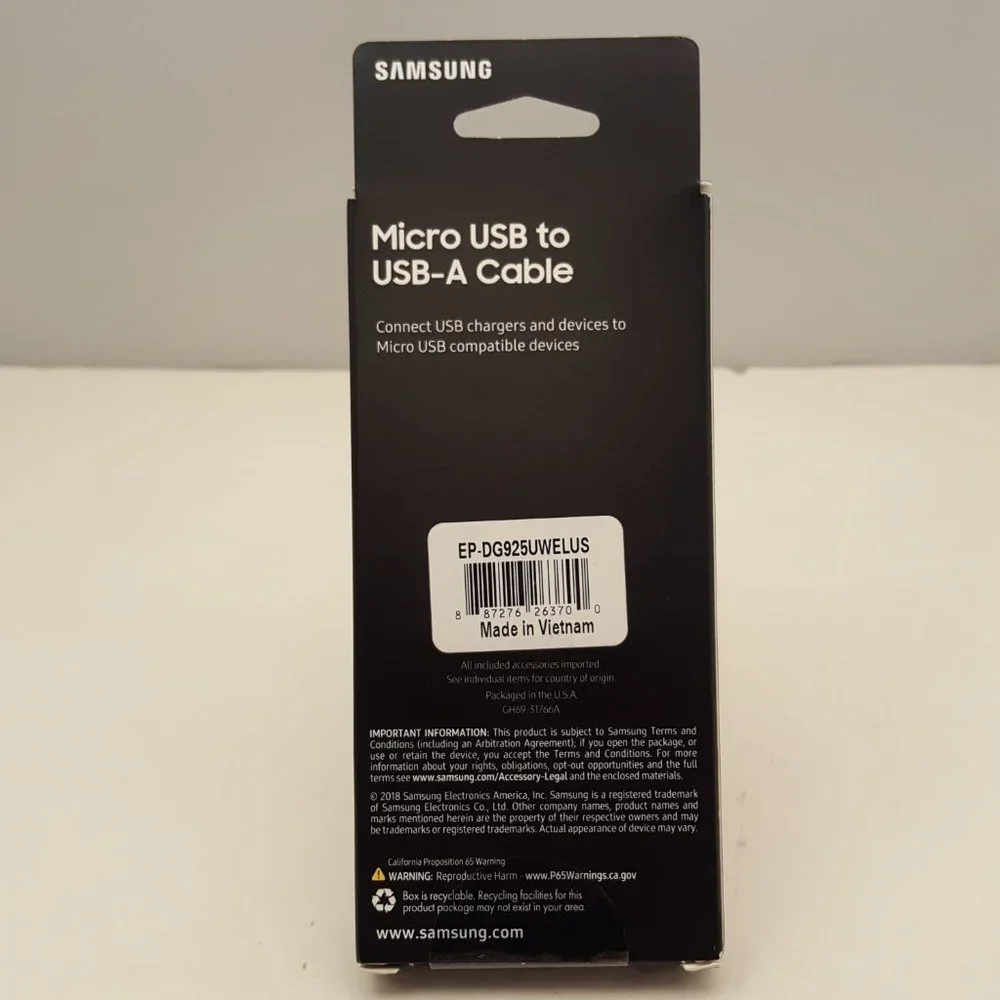 SAMSUNG MICRO USB TO USB-A CABLE - WHITE